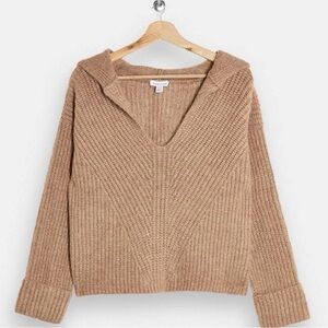 Top shop Knitted Hoodie in Camel